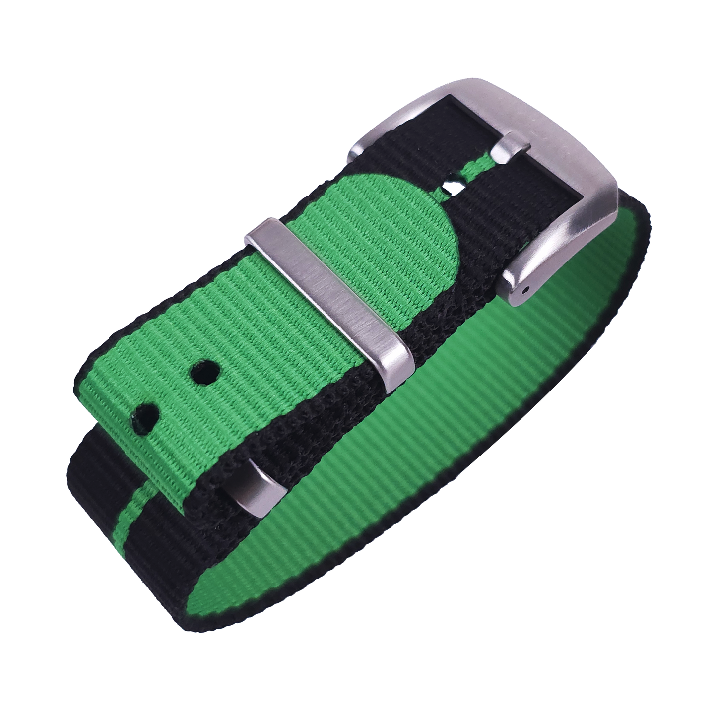 Nylon Strap - BLACK with GREEN Stripe