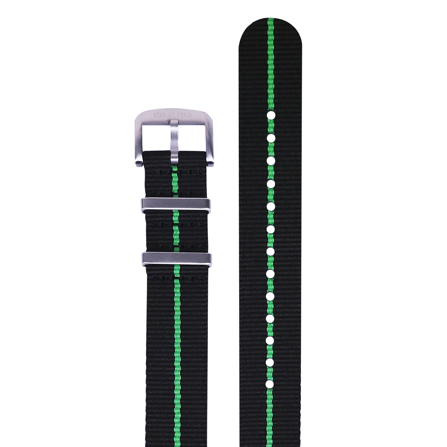 Nylon Strap - BLACK with GREEN Stripe