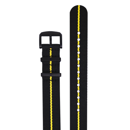 Nylon Strap - BLACK with YELLOW Stripe