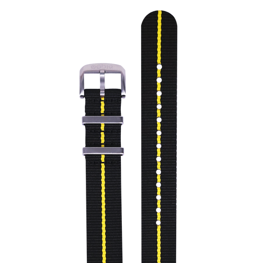 Nylon Strap - BLACK with YELLOW Stripe